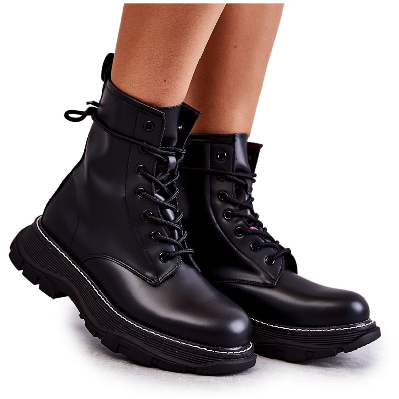 FD1 Botas de couro elegantes pretas casso preto