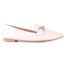 Mocassins femininos clássicos Shelovet bege com ornamento