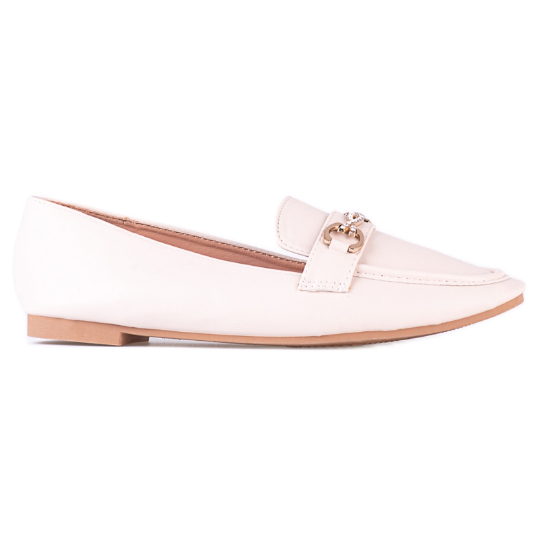 Mocassins femininos clássicos Shelovet bege com ornamento