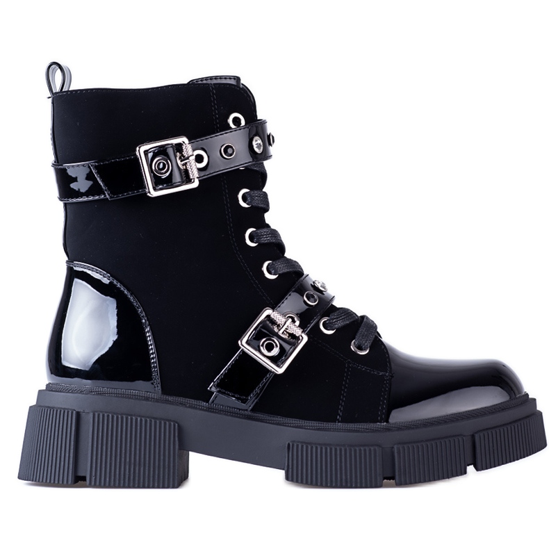 Malas femininas Shelovet pretas com fivelas decorativas preto