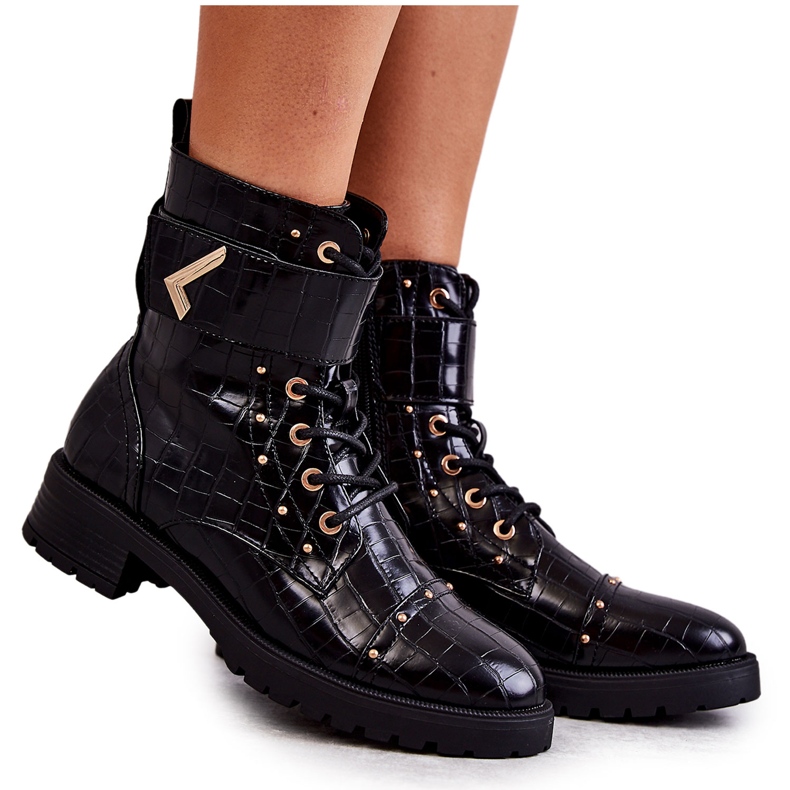 PG1 Botas de cobra de couro ecológico quentes Colira preta preto