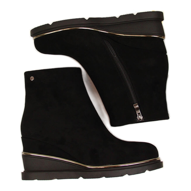 Botas quentes de cunha de mulher pretas pretas Filippo preto