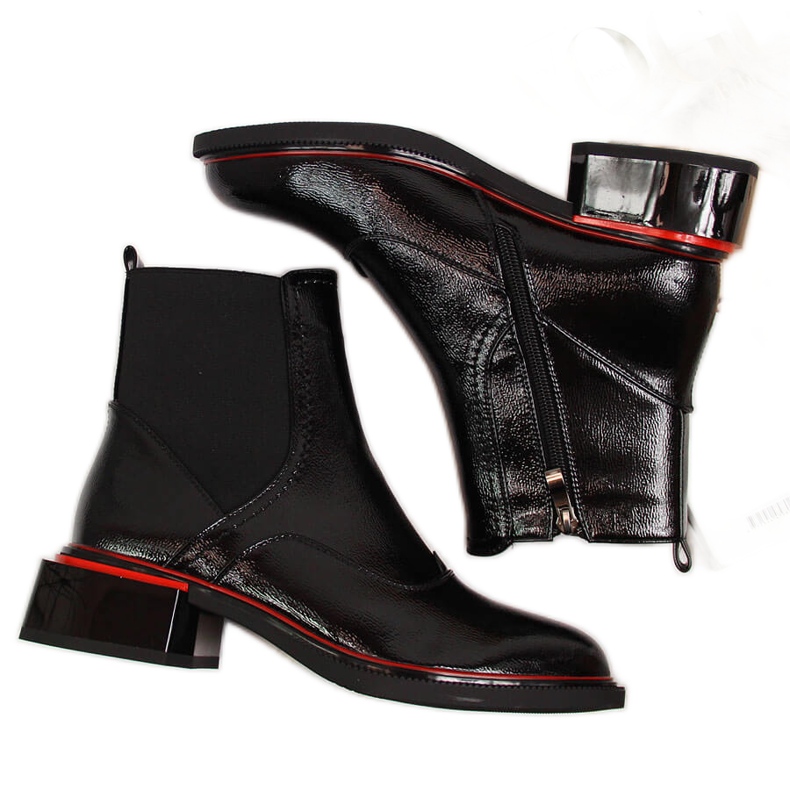 Botas femininas Jodhpur de couro envernizado Filippo preto