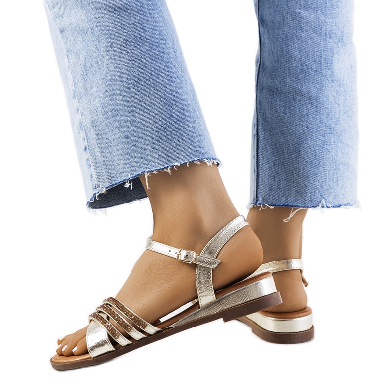 Sandálias de strass Gold Parade dourado