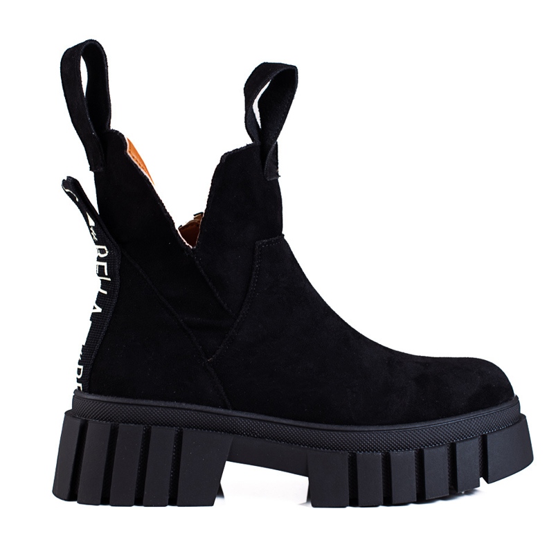 Botas Shelovet de mulher em uma plataforma alta preta preto