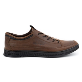 Polbut Sapatos casuais de couro masculino K22 marrom escuro
