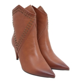 Botas Girme Camel de salto alto marrom