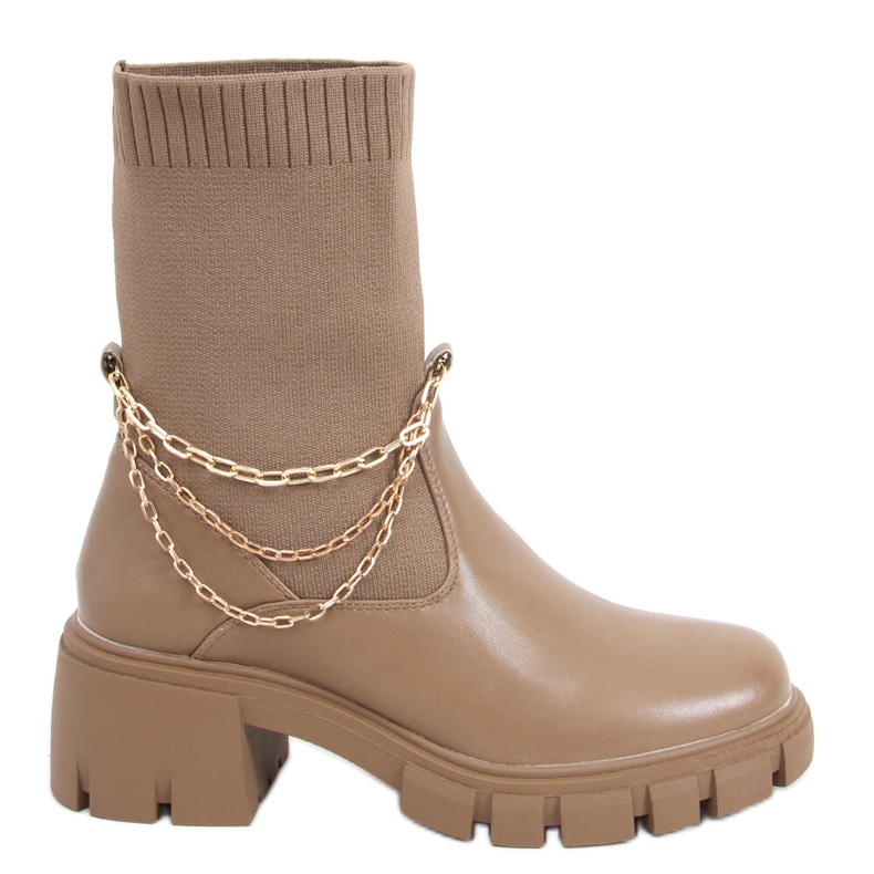 Botas com cano alto da Grace Khaki bege
