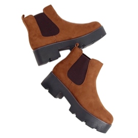 Botas Chelsea com sola alta Samanti Camel marrom