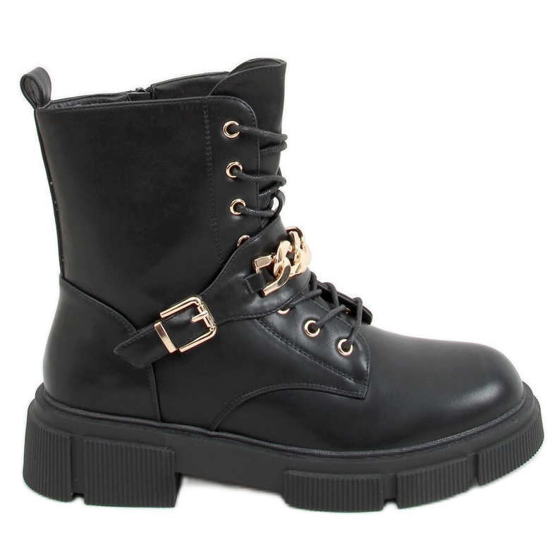 Botas militares com corrente Atlantis PU / BLACK preto