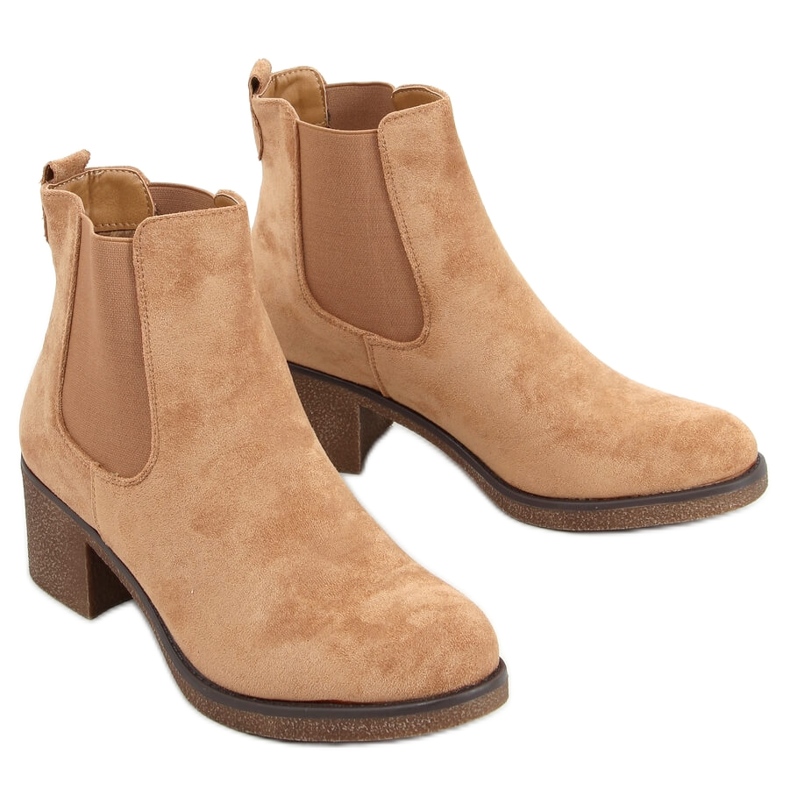Botas Chelsea de salto baixo Samara Khaki bege