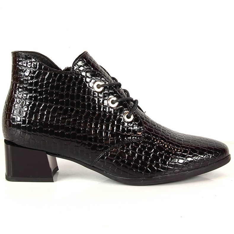 Botas de mulher Vinceza de couro envernizado preto de couro de cobra