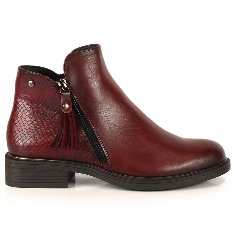 Botins de mulher Jodhpur pele de cobra Vinceza clarete vermelho