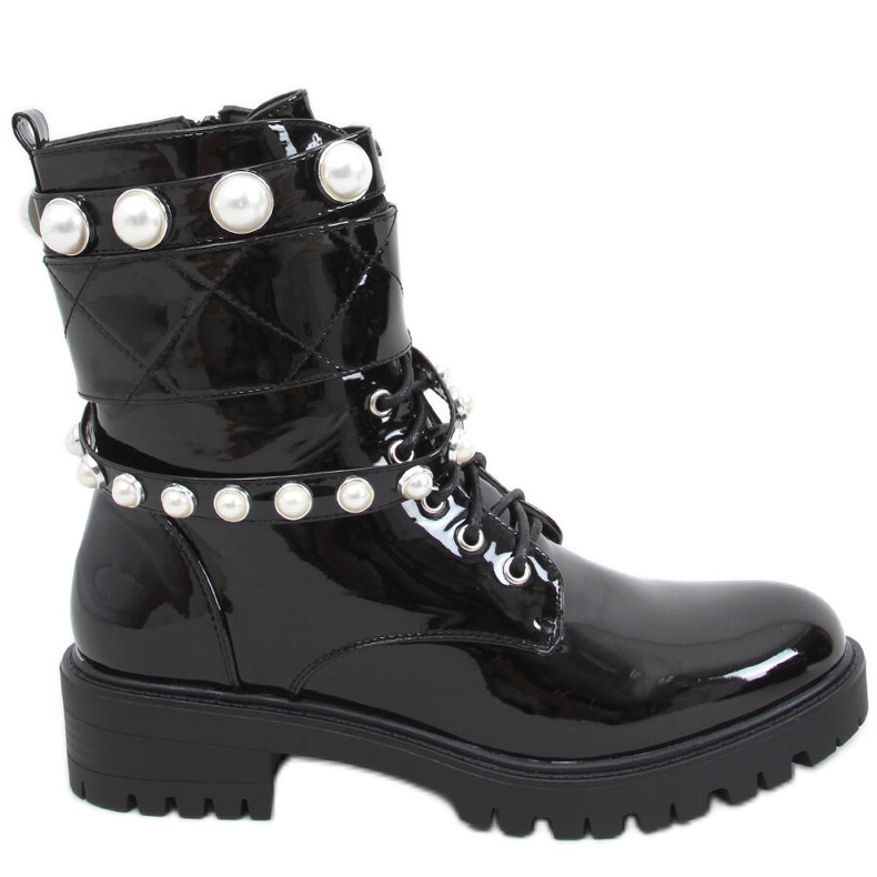 Sacos lacados com pérolas Beni Black preto