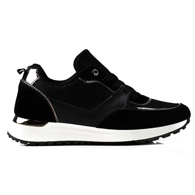 Sapatilhas de mulher Shelovet pretas com padrão de cobra preto