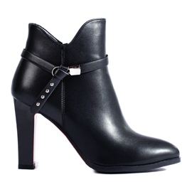 Botas femininas clássicas Shelovet pretas com salto alto preto