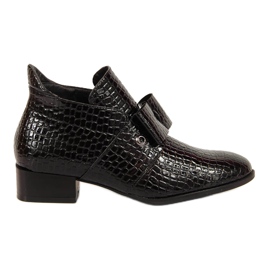Botas de mulher Botas Jodhpur com laço Potocki preto lacado