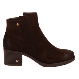 Botas femininas no poste de camurça marrom Potocki