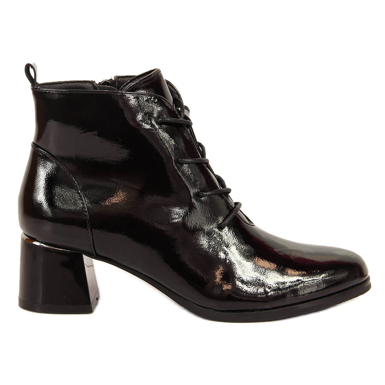 Botas femininas, isolamento lacado preto lacado Potocki
