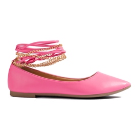 Shelovet bailarinas rosa de mulher com correntes