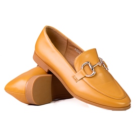 Mocassins femininos elegantes Shelovet marrons com salto baixo marrom