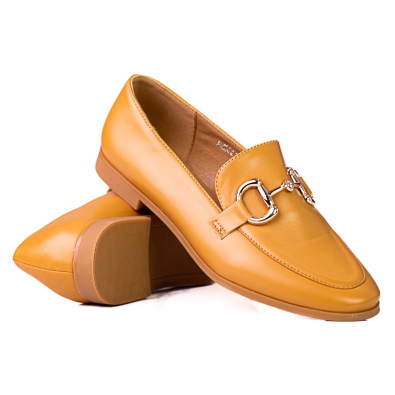 Mocassins femininos elegantes Shelovet marrons com salto baixo castanho