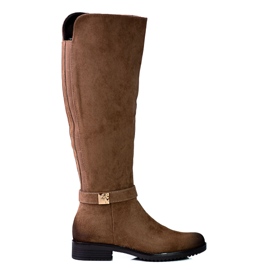 Botas femininas confortáveis ​​Vinceza feitas de camurça ecológica marrom