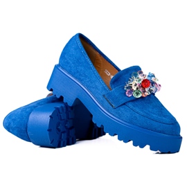 Mocassins femininos na plataforma Vinceza com decoração azul Mocassins femininos na plataforma Vinceza com decoração azul