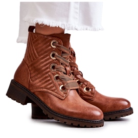 PG1 Botas de couro acolchoadas com aquecimento marrom Torino castanho