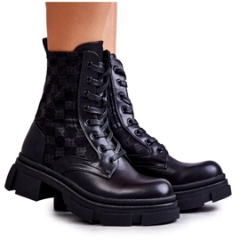 Botas femininas altas, amarração preta Verlon preto