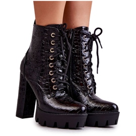 FD1 Botas de couro de cobra com salto alto preto loucamente FD1 Botas de couro de cobra com salto alto preto loucamente