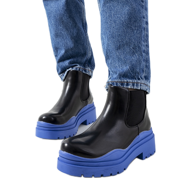 Botas pretas na plataforma azul Gaffney preto