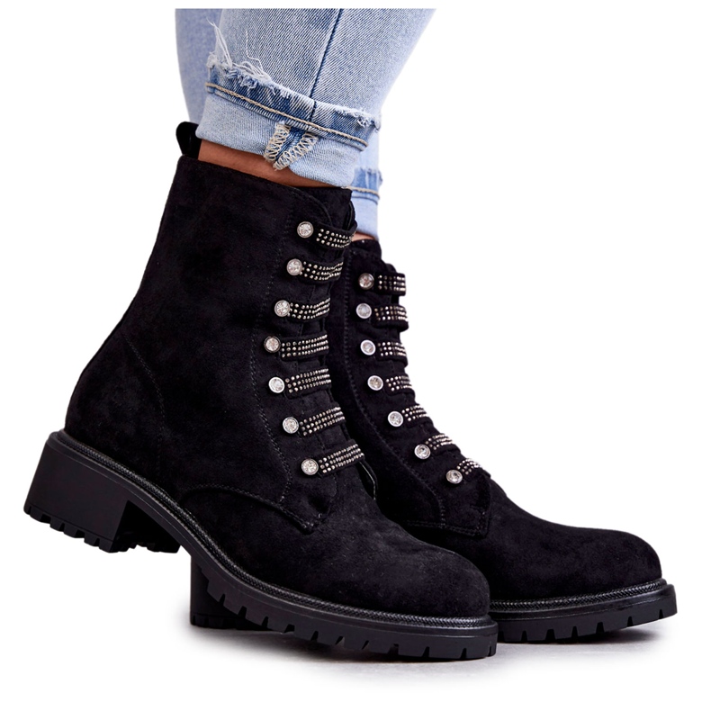 PG1 Botas de camurça preta Malesia com riscas decorativas preto PG1 Botas de camurça preta Malesia com riscas decorativas preto