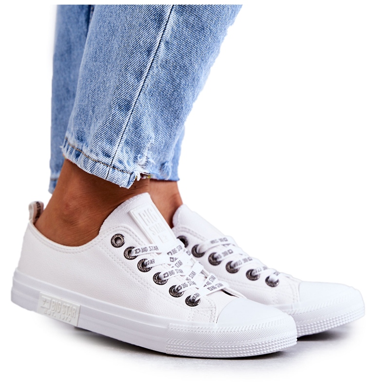 Tênis feminino de couro Big Star KK274105 branco