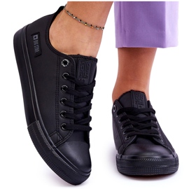 Tênis feminino baixo de couro Big Star KK274011 preto