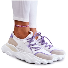 Tênis feminino Memory Foam System Big Star KK274029 Branco roxo