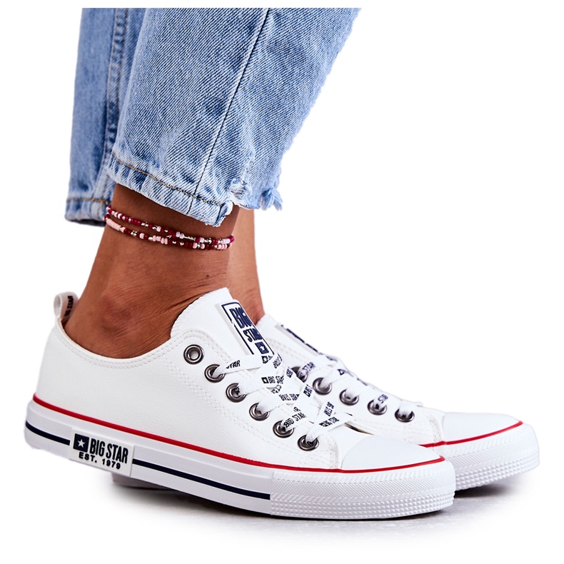 Tênis feminino de couro Big Star KK274095 branco