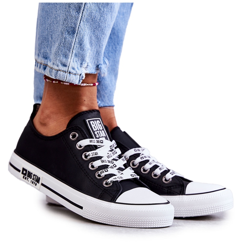 Tênis feminino de couro Big Star KK274096 preto