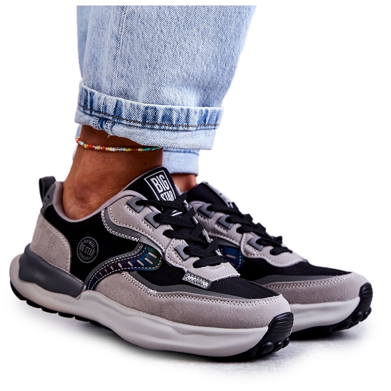 Tênis esportivo feminino Big Star KK274100 Preto-Cinza