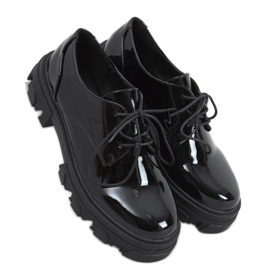 PA1 Mocassim Tekla Black Shing com cadarço preto