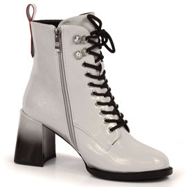 S.Barski Botas lacadas em poste, cinza quente S. Barski