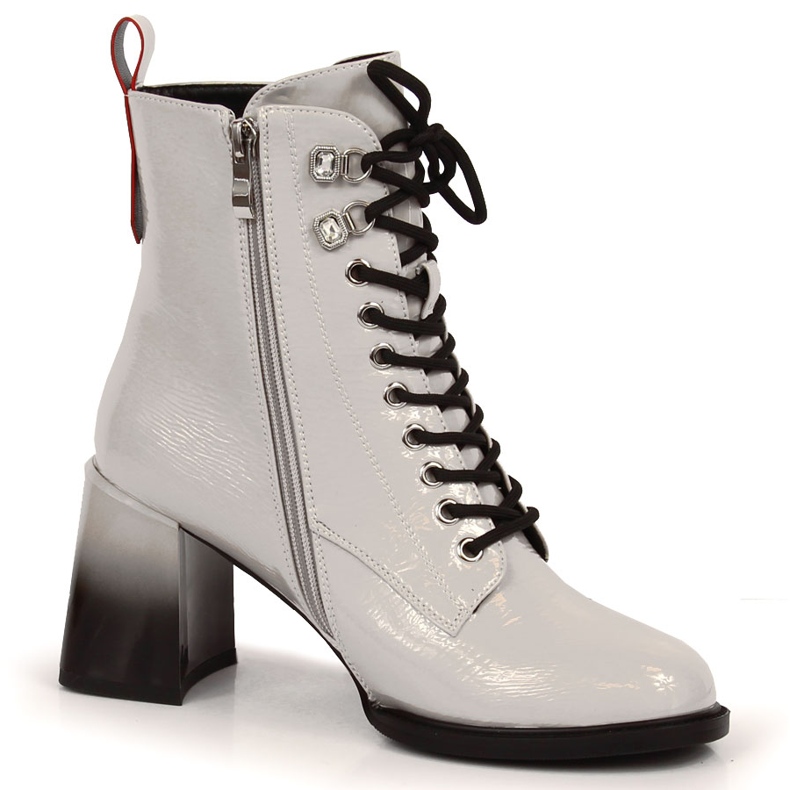 S.Barski Botas lacadas em poste, cinza quente S. Barski