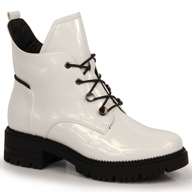 Sapatos femininos, envernizados, branco quente Potocki