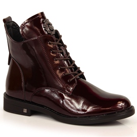 Sapatos femininos, envernizados, bordô, Potocki clarete vermelho