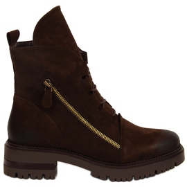 Botas castanhas de mulher com fecho, Potocki castanho Botas castanhas de mulher com fecho, Potocki castanho