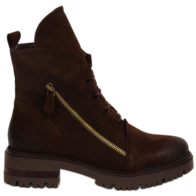 Botas castanhas de mulher com fecho, Potocki castanho