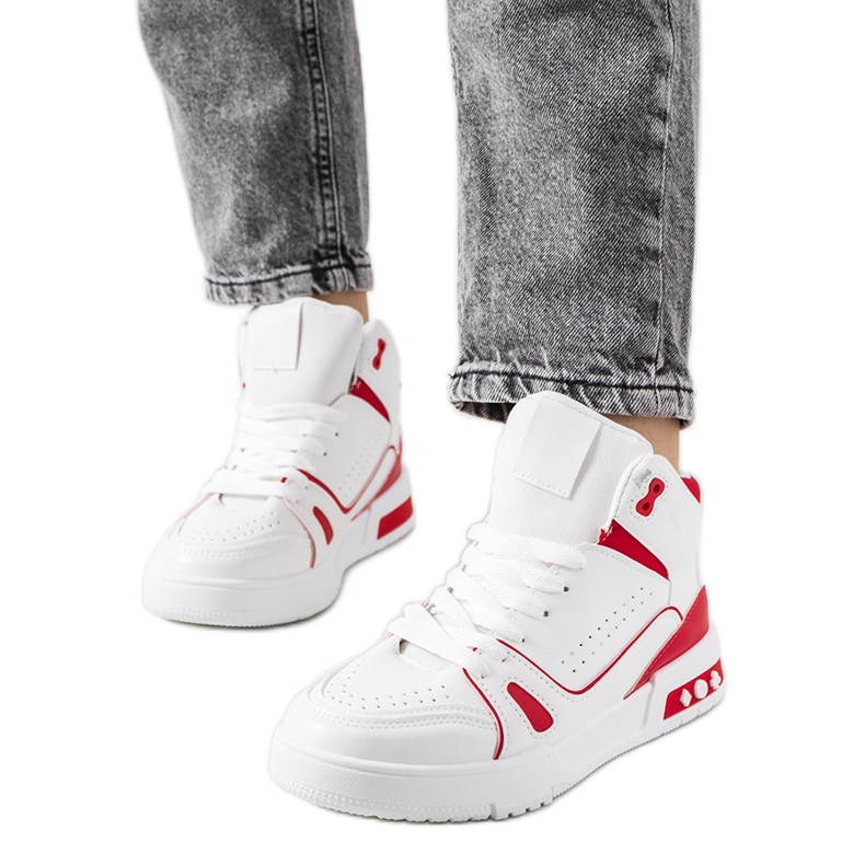 Tênis de tornozelo vermelho Grandis branco