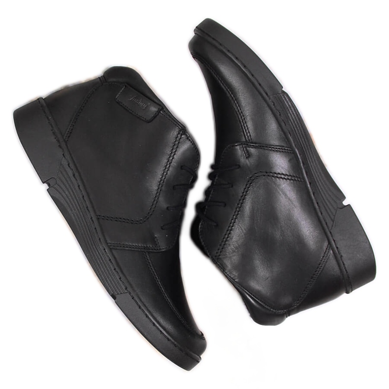 Łukbut Botas de couro pretas com isolamento confortável para mulheres Lukbut 675 preto