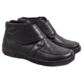 Botas de mulher em pele com fecho de velcro Łukbut 676 preto