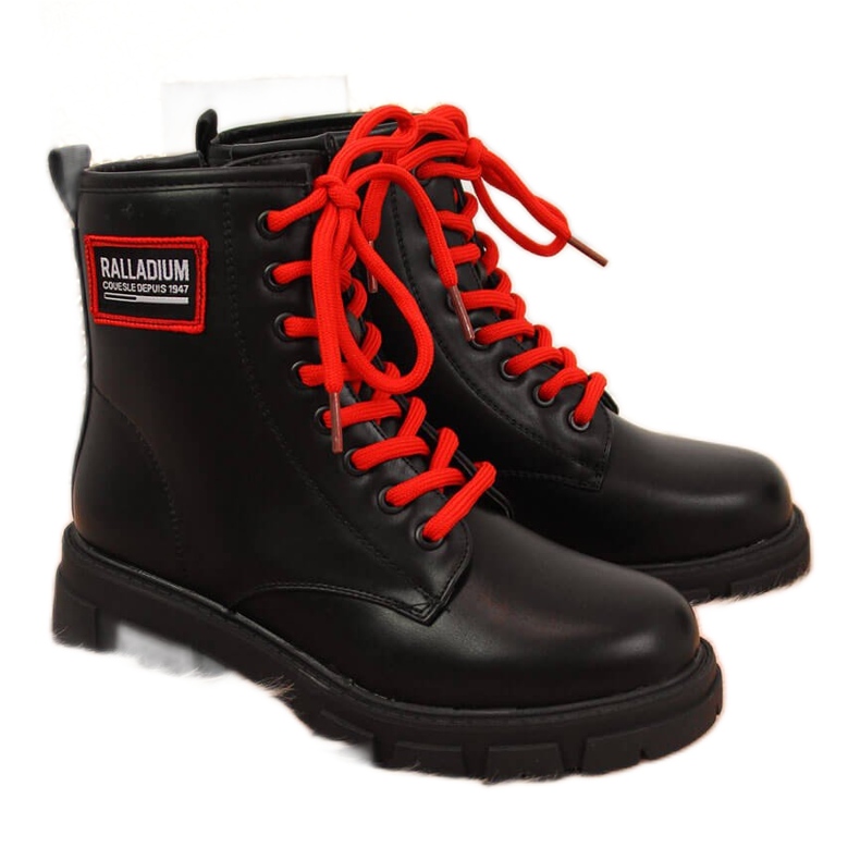 S.Barski Botas isolantes pretas para menina de S. Bararski preto vermelho